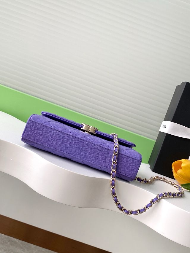 CC original grained calfskin flap phone holder AP3238 purple