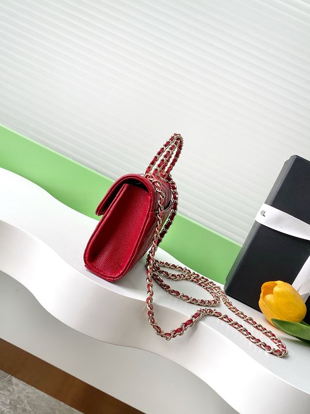 CC original grained calfskin flap phone holder AP3238 red