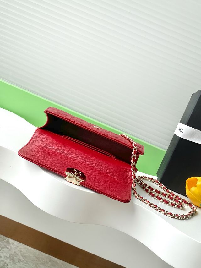 CC original grained calfskin flap phone holder AP3238 red