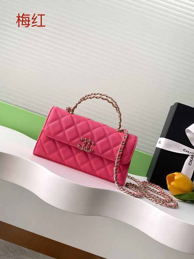 CC original grained calfskin flap phone holder AP3238 rose red