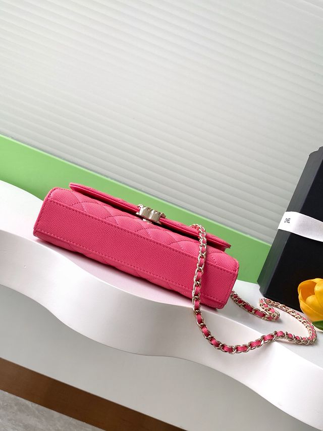 CC original grained calfskin flap phone holder AP3238 rose red