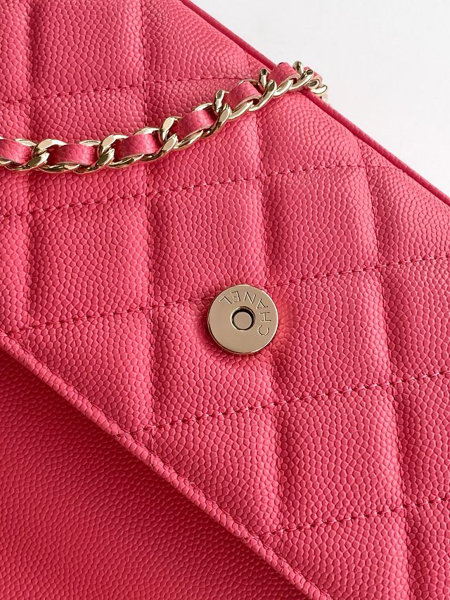 CC original grained calfskin flap phone holder AP3238 rose red