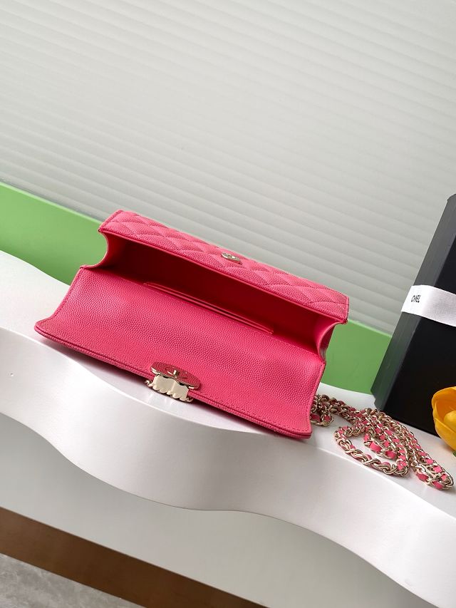 CC original grained calfskin flap phone holder AP3238 rose red