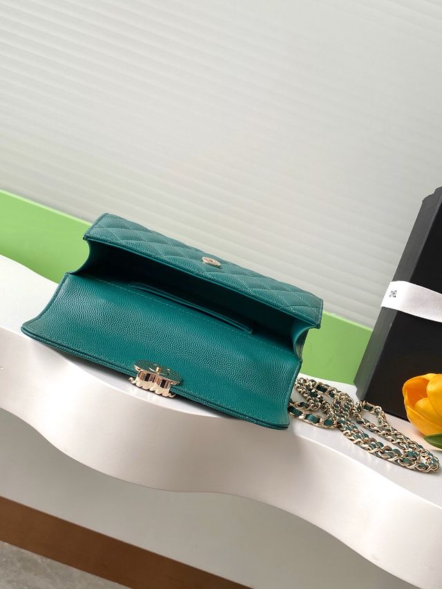 CC original grained calfskin flap phone holder AP3238 turquoise