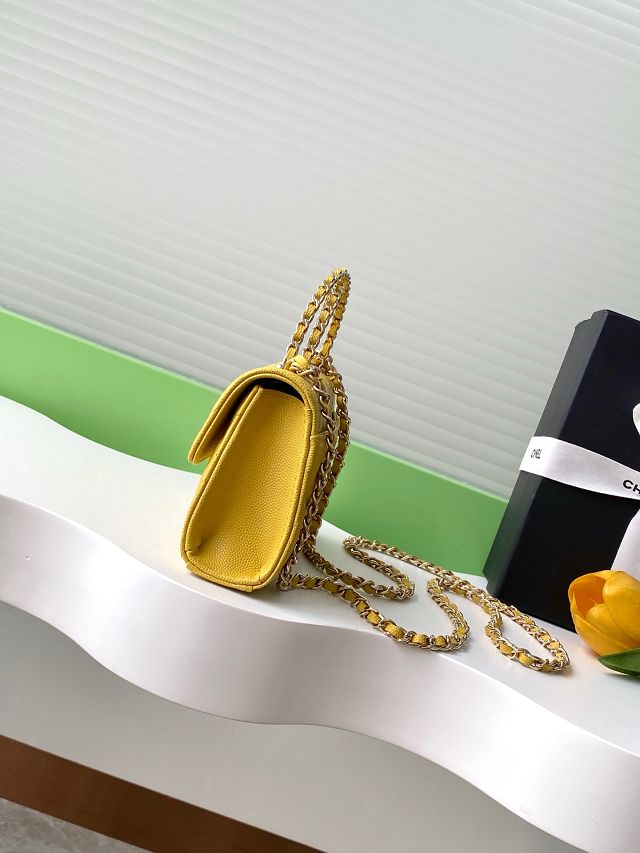 CC original grained calfskin flap phone holder AP3238 yellow