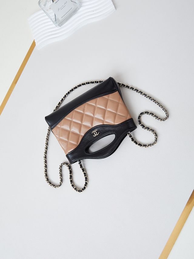 CC original lambskin nano 31 bag AS3656 black&apricot