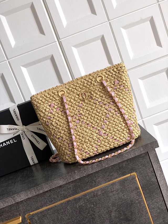 CC original raffia small shopping bag AS3251 apricot