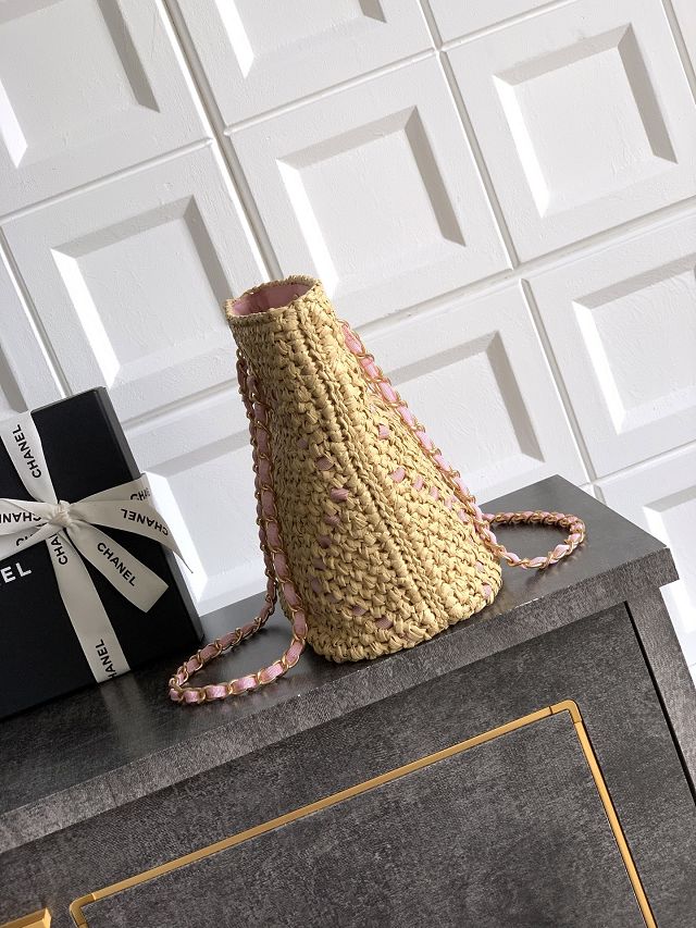 CC original raffia small shopping bag AS3251 apricot