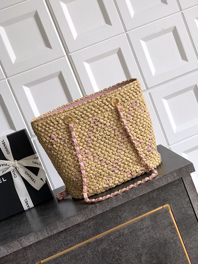 CC original raffia small shopping bag AS3251 apricot