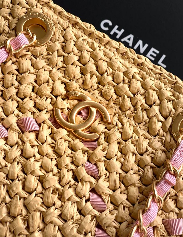 CC original raffia small shopping bag AS3251 apricot