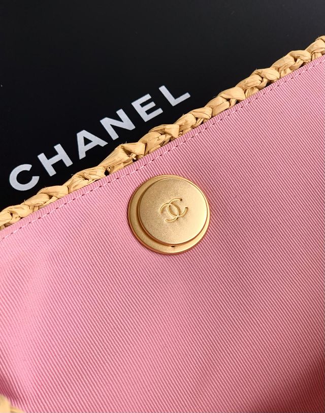 CC original raffia small shopping bag AS3251 apricot