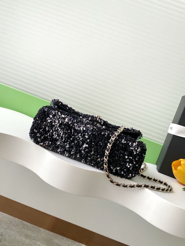 CC original sequins mini flap bag AS4561 black
