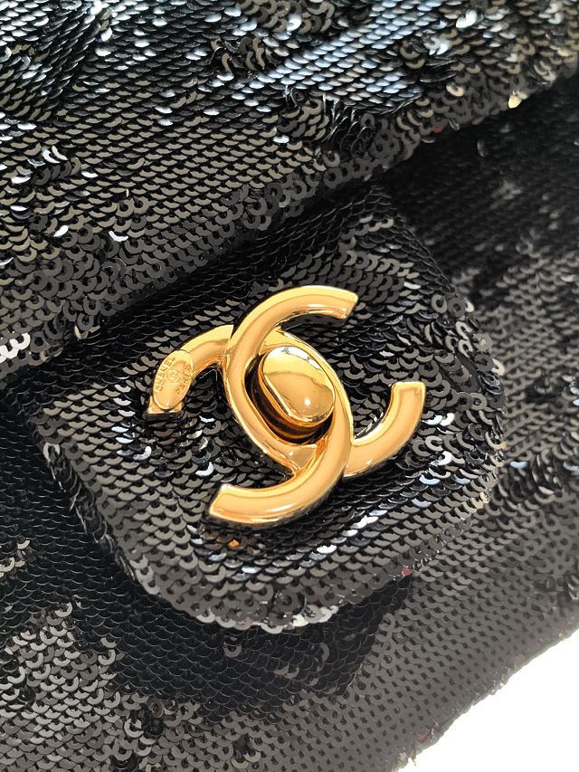 CC original sequins mini flap bag AS4561 black
