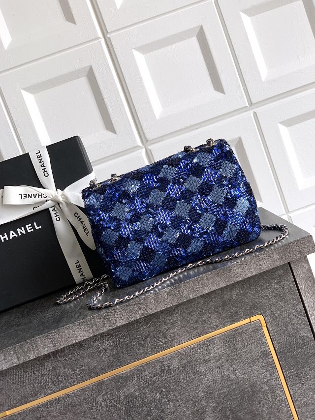 CC original sequins mini flap bag AS4561 blue