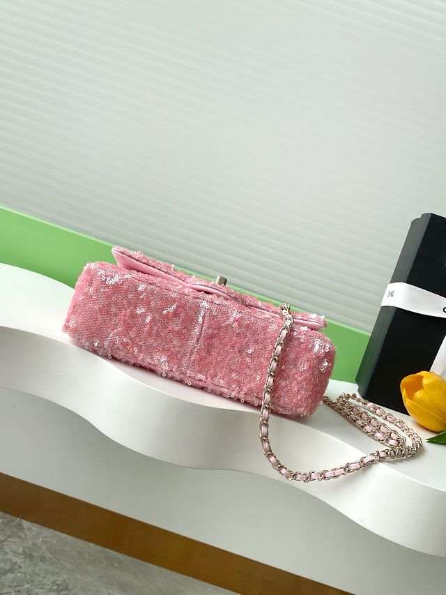 CC original sequins mini flap bag AS4561 pink