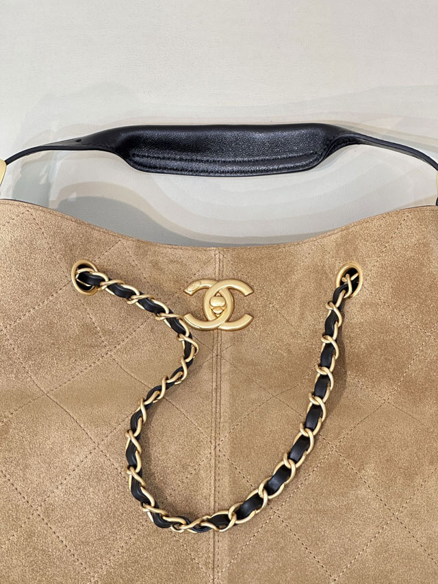 CC original suede calfskin shopping bag AS5636 beige