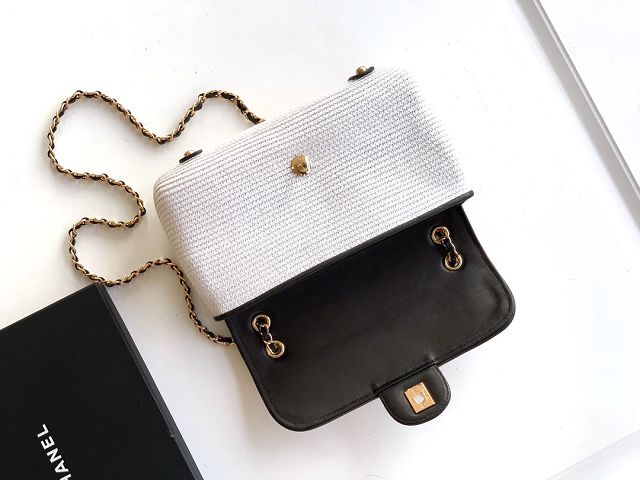 CC original tweed medium flap bag A01112 white