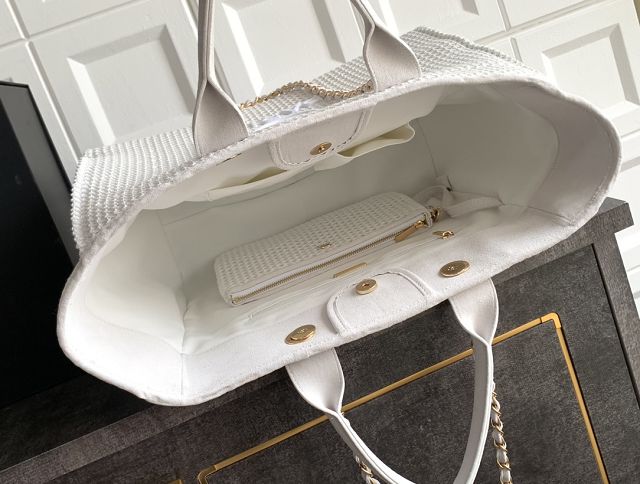 CC original tweed small shopping bag AS3351 white