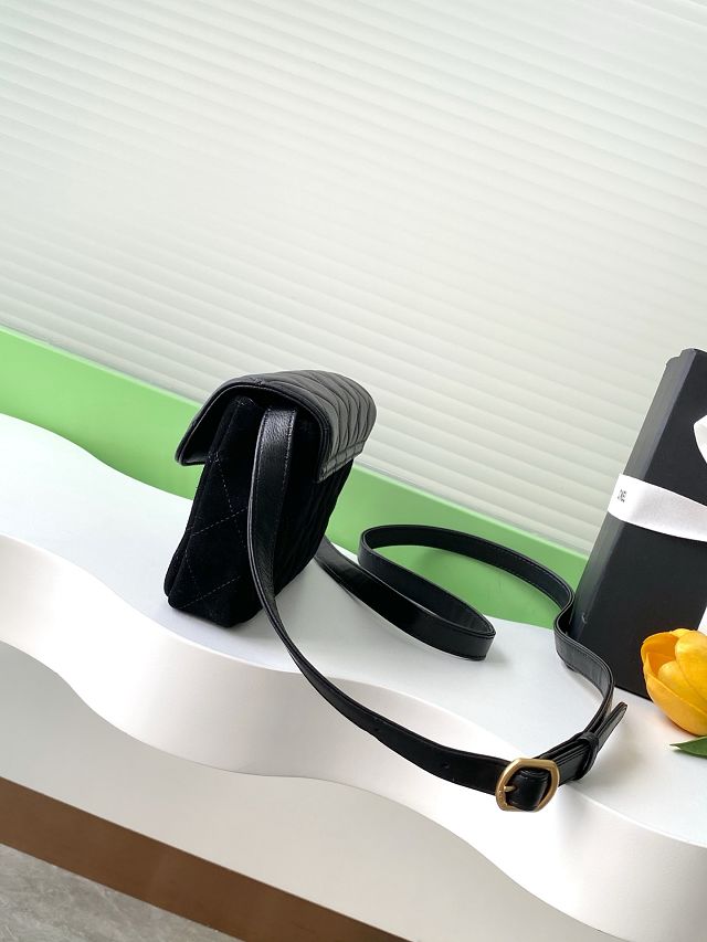 CC original suede calfskin flap phone holder AP4677 black