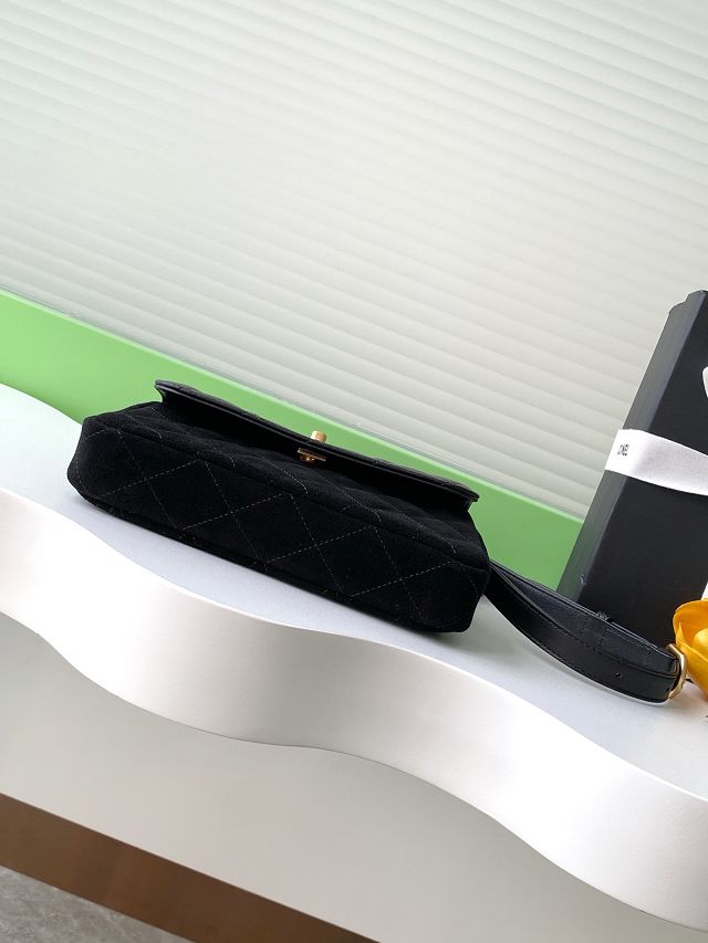 CC original suede calfskin flap phone holder AP4677 black