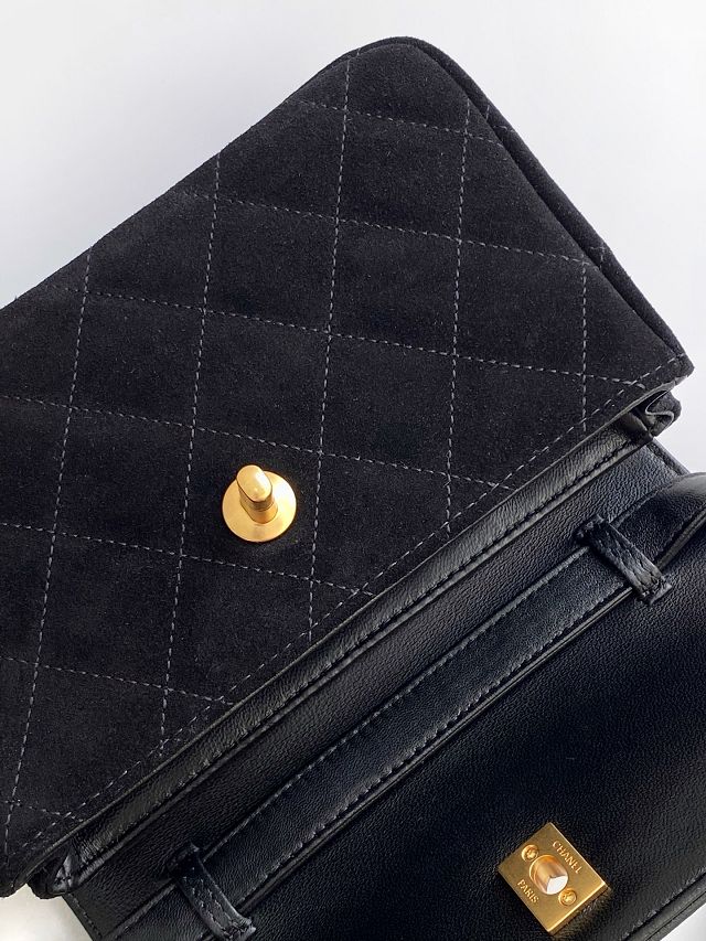 CC original suede calfskin flap phone holder AP4677 black