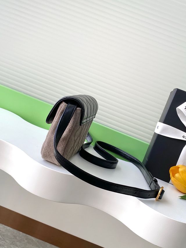 CC original suede calfskin flap phone holder AP4677 grey