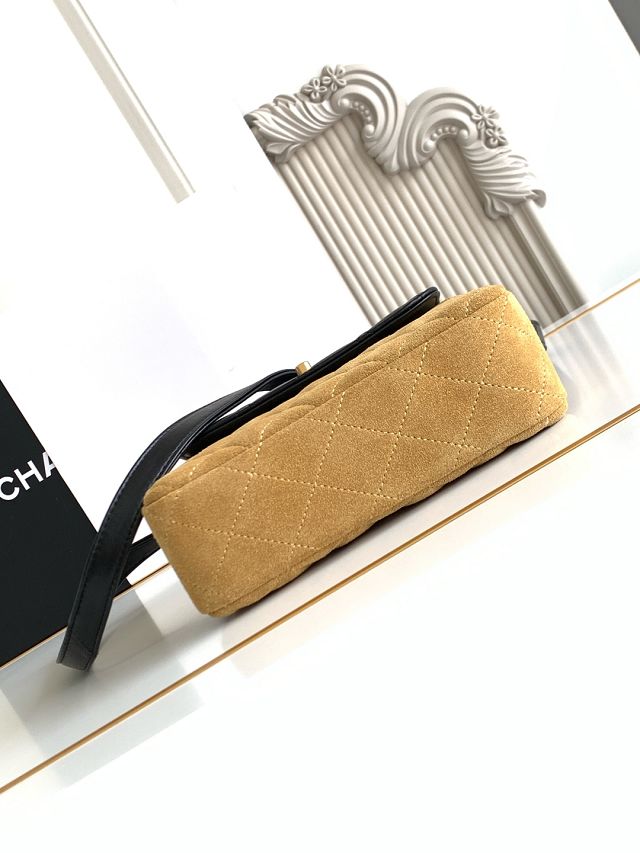 CC original suede calfskin flap phone holder AP4679 beige