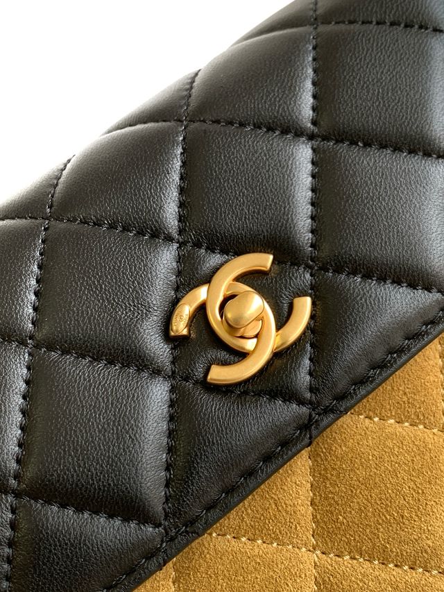 CC original suede calfskin flap phone holder AP4679 beige