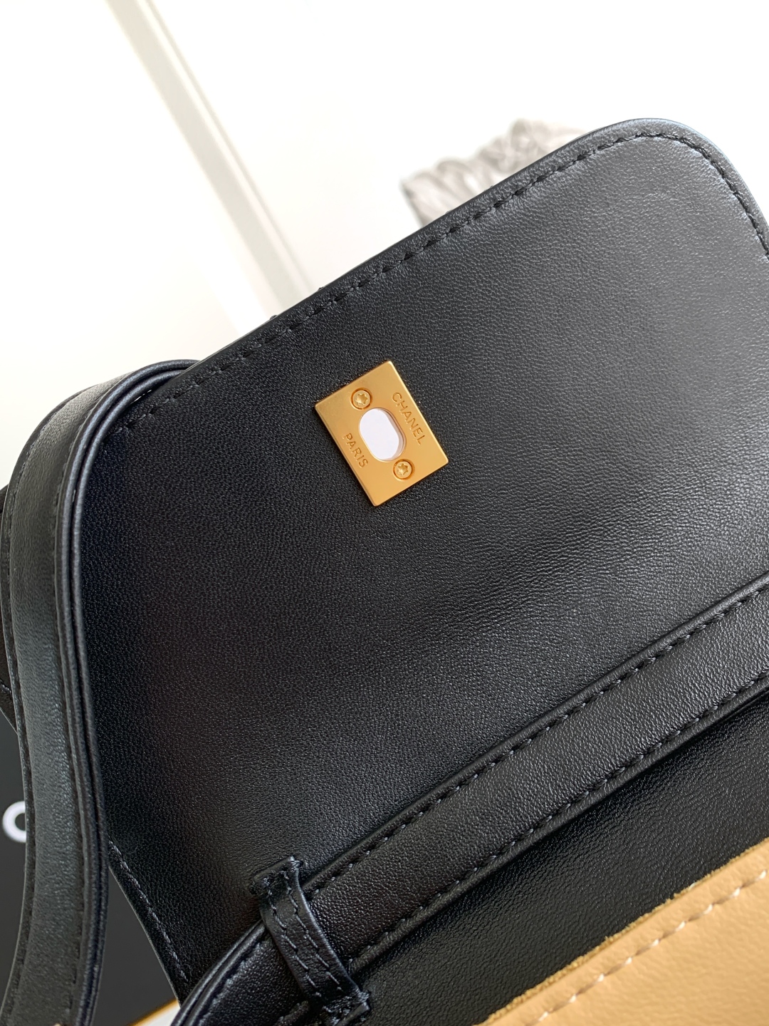 CC original suede calfskin flap phone holder AP4679 beige