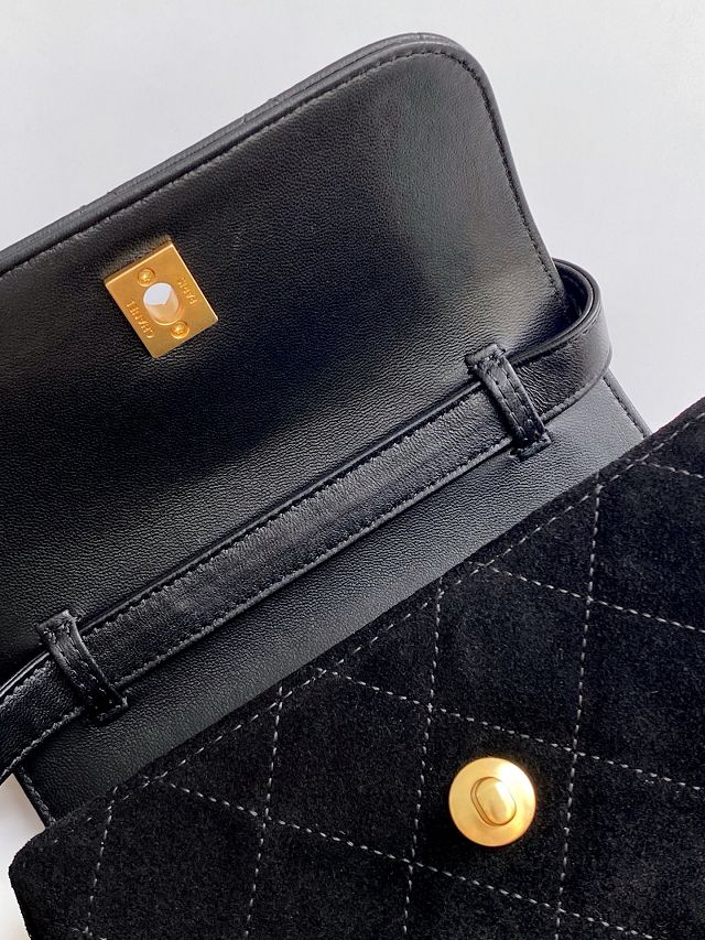 CC original suede calfskin flap phone holder AP4679 black