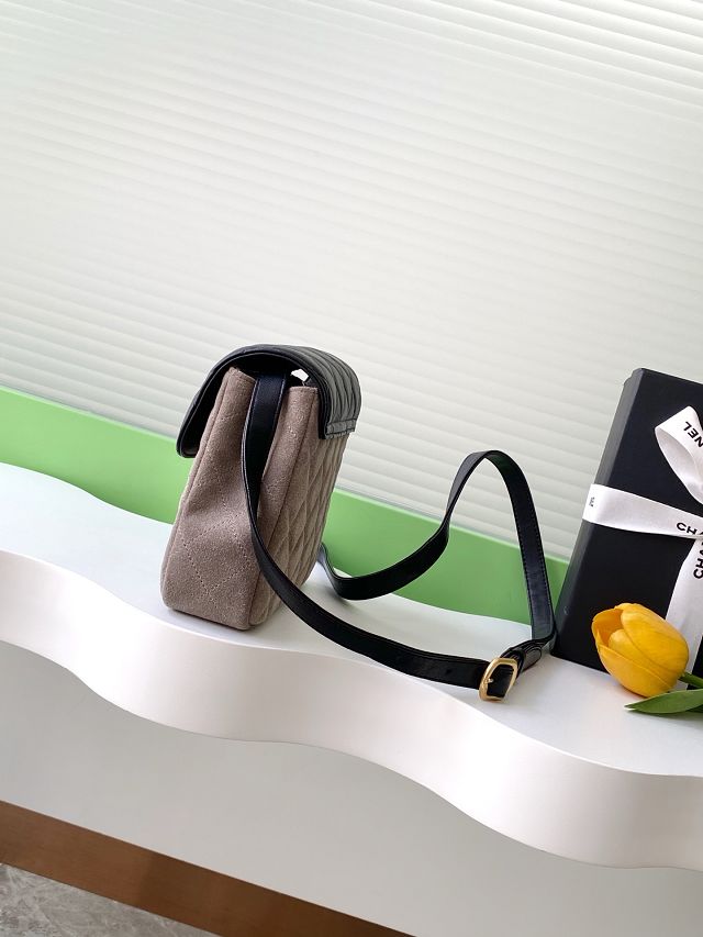 CC original suede calfskin flap phone holder AP4679 grey