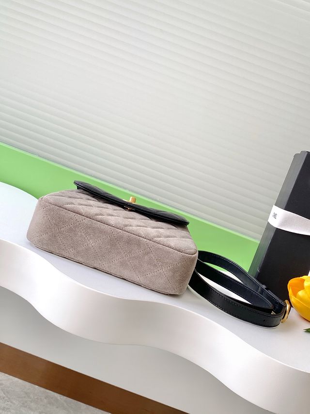 CC original suede calfskin flap phone holder AP4679 grey