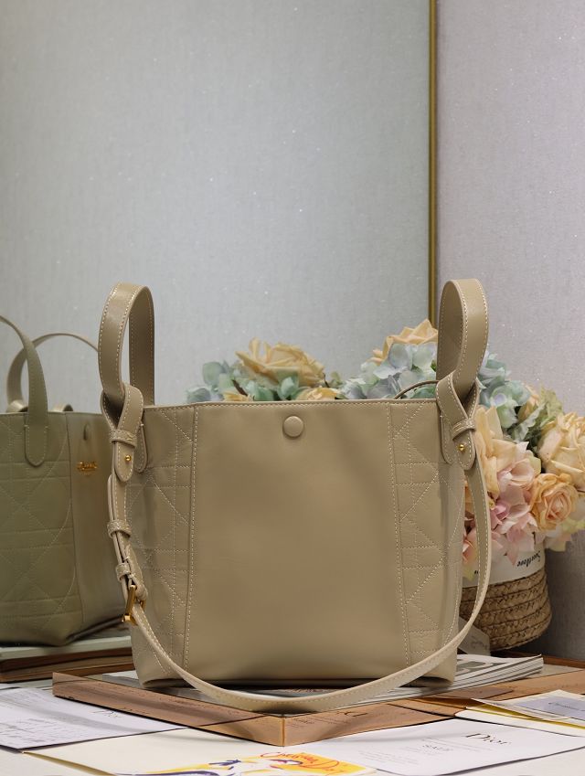 Dior original calfskin medium signature bucket bag M2841 beige