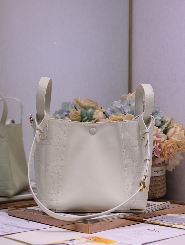 Dior original calfskin medium signature bucket bag M2841 off-white