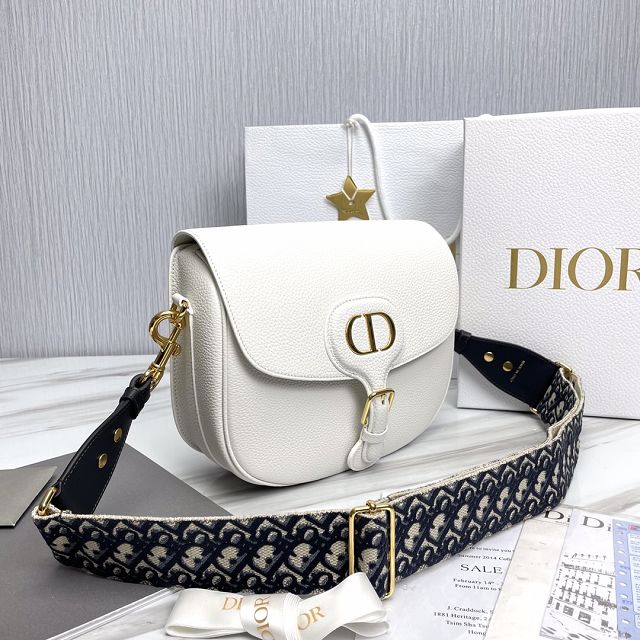 Dior original grained calfskin large bobby bag M9320 white