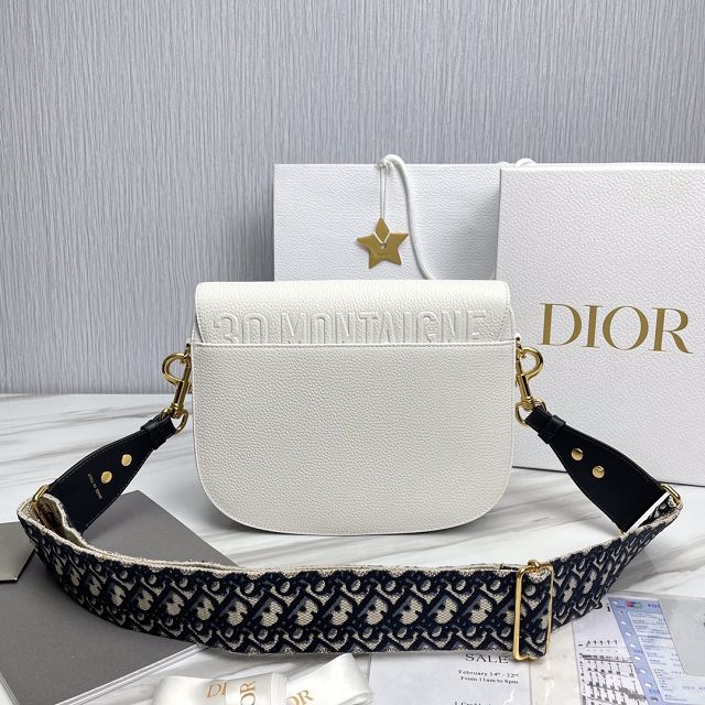 Dior original grained calfskin large bobby bag M9320 white