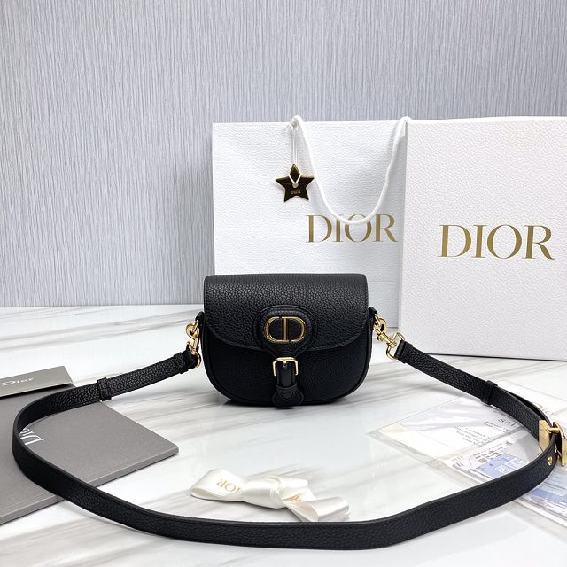 Dior original grained calfskin small bobby bag M9317 black