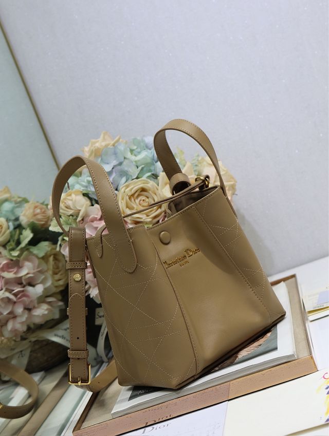 Dior original calfskin small signature bucket bag M2840 apricot