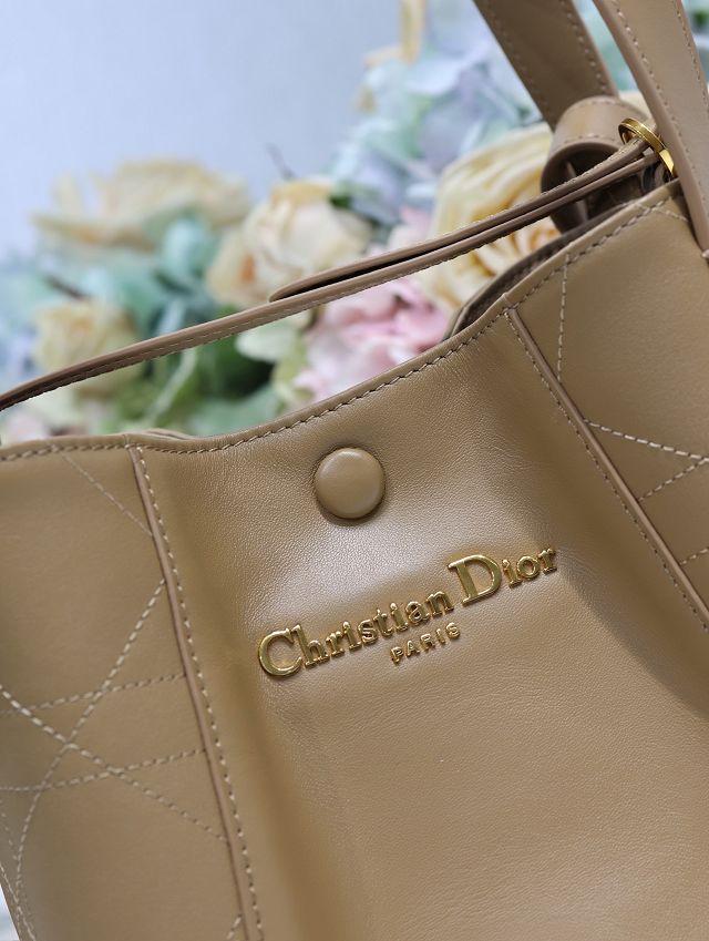 Dior original calfskin small signature bucket bag M2840 apricot