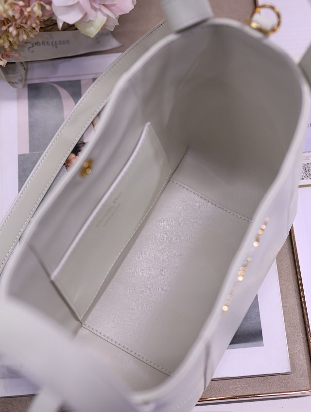 Dior original calfskin small signature bucket bag M2840 off-white
