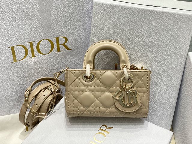 Dior original lambskin lady D-Joy micro bag S0910 apricot