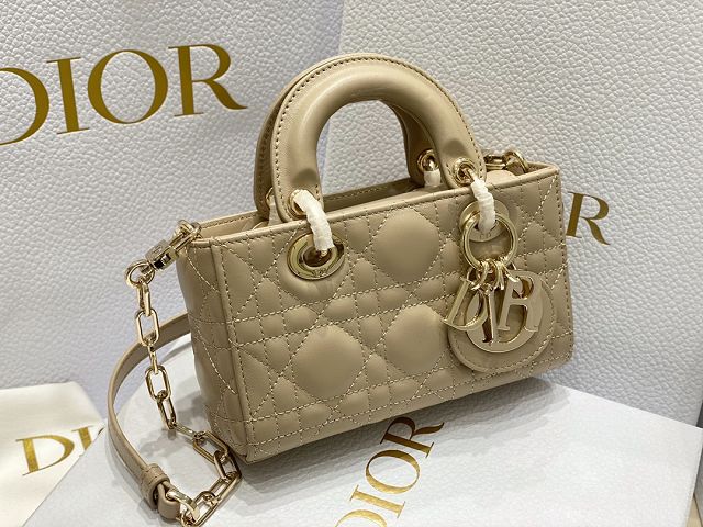 Dior original lambskin lady D-Joy micro bag S0910 apricot