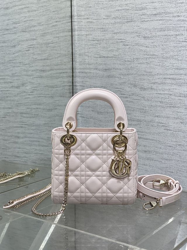 Dior original lambskin mini lady bag M0505 light pink