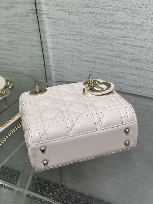 Dior original lambskin mini lady bag M0505 light pink