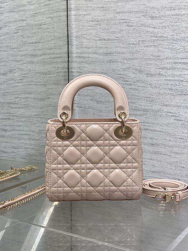 Dior original lambskin mini lady bag M0505 power beige