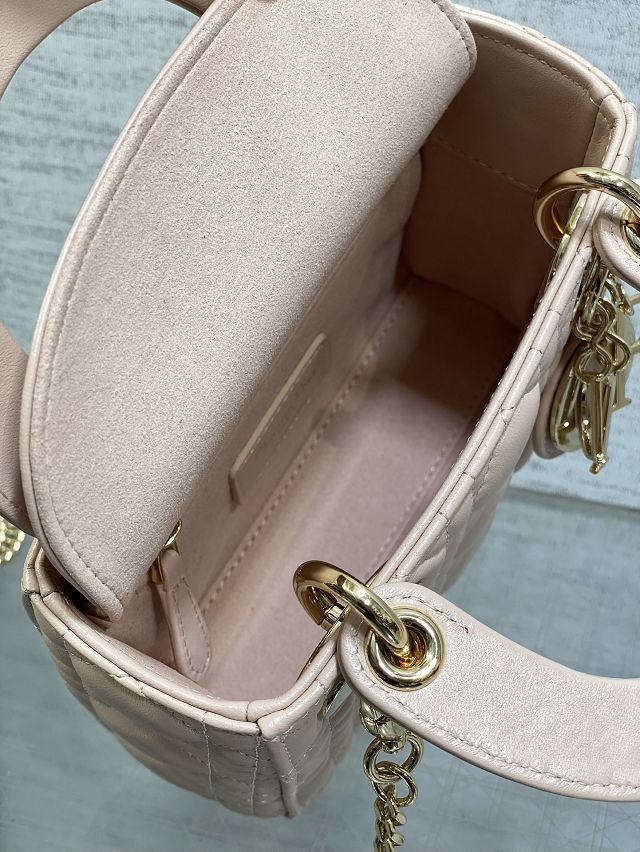 Dior original lambskin mini lady bag M0505 power beige