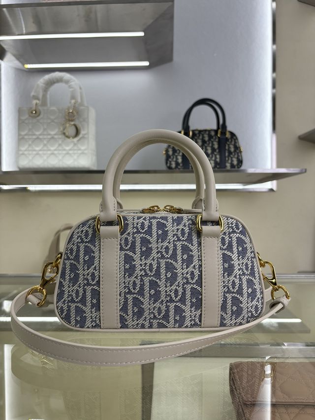 Dior original cotton mini D-vibe bowling bag S2388 blue