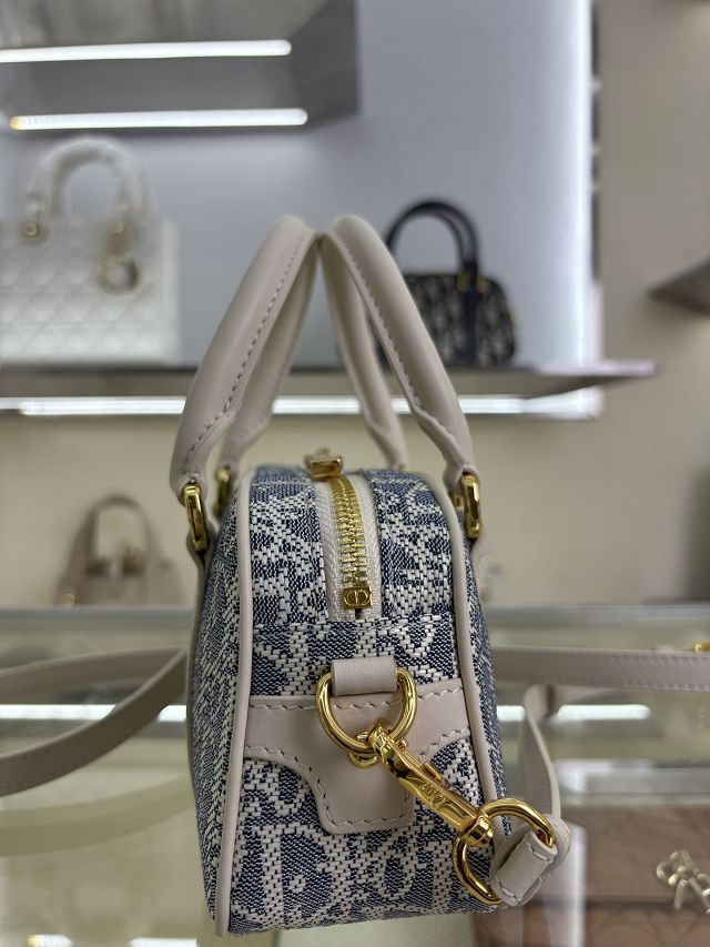 Dior original cotton mini D-vibe bowling bag S2388 blue