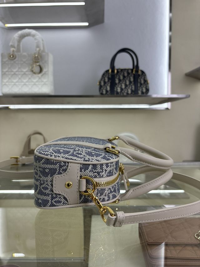 Dior original cotton mini D-vibe bowling bag S2388 blue