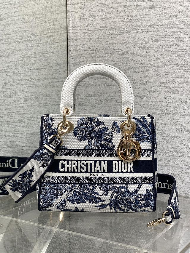 Dior original cotton medium lady bag M0565 